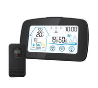 Stazione meteorologica Touch Screen Display digitale Orologio da parete Misuratore di temperatura e umidità tavolo con sensore wireless(Black)