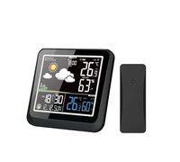 Stazione meteorologica wireless con schermo LCD a colori, termometro, igrometro, sensore di previsione delle fasi lunari, orologio da parete, indicatore 3 CH