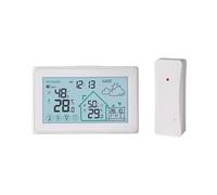 Stazione meteorologica wireless Digitale DCF Orologio da parete radiocontrollato Termometro da interno/esterno Igrometro Sensore di previsione della tendenza,Prevedere con precisione(P)