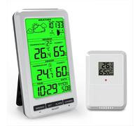 Stazione meteorologica wireless per interni/esterni, termometro digitale per temperatura e umidità con previsione delle fasi lunari