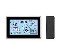 Stazione Meteorologica Wireless Touch LCD Orologio Da Parete Digitale DCF Termometro Interno/esterno Igrometro Sensore Previsione Comfort Tendenza Monitor Accurato(Black)