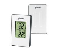 Alecto WS-1050 - Stazione meteorologica con sensore wireless per esterni, misura le temperature interne ed esterne, con display a batteria, bianco