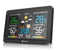 Stazione metereologica senza fili per interni ed esterni con temperatura e umidità, ampio display digitale, previsioni del tempo, barometro, indice di comfort, data e ora, temperatura e umidità intern