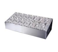 Stazione per condimenti pizza, Porta spezie e condimenti in acciaio inox con coperchi, argento(Silver-o)