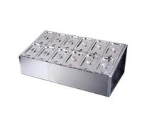 Stazione per condimenti pizza, Porta spezie e condimenti in acciaio inox con coperchi, argento(Silver-n)