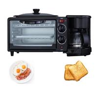 Stazione Per La Colazione 3 In 1, Tostapane Con Padella, Padella Antiaderente, Macchina Per La Colazione Portatile Con Macchina Per Il Caffè, Macchina Per La Colazione Multifunzione Da 9 Litri