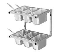 Stazione per pizza a parete in acciaio inox con carrello da tavolo a 2 livelli e 10 griglie per un'organizzazione efficiente della cucina