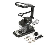 Stazione per Saldatore Strumento per Saldatura Manuale USB con Lente D'ingrandimento 3X 4.5X 25X per Riparazioni Elettroniche Saldatura di Gioielli Artigianali (BLACK)