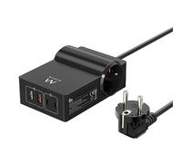 Stazione ricarica USB GaN 65W rapido 4 porte (2 2C) PD3.0 PPS. Multipresa 2x Schuko 45° cavo 1,5mt Spina Schuko 16A.Per MacBook Pro/Air,laptop USB-C,iPhone 14/13/12,Samsung Galaxy,Xiaomi