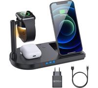 Stazione ricarica Wireless 4 In 1 Universale Apple Samsung tutti Smartphone Nero