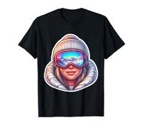 Stazione sciistica Ragazza Donna Sciatore Sci Montagna Vacanze Snowy Maglietta