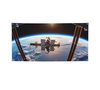 Stazione Spaziale Internazionale Immagine Banner Segno per Esterno Interno Compleanno Sfondo Poster Decorazioni per Feste Forniture Foto Sfondo con Occhielli Bandiera da Parete Personalizzata