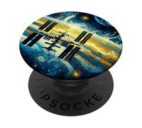 Stazione Spaziale Internazionale, Stile Notte Stellata di Van Gogh PopSockets PopGrip Adesivo