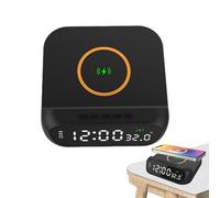 Stazione sveglia con ricarica wireless | sveglia a LED 3 in 1 con indicatore di temperatura | sveglia digitale multifunzionale, caricatore rapido per cellulare e luce d'atmosfera per camera da e