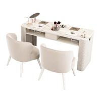 Stazione Tavolo Manicure Moderna Heavy Duty, Marmo, Con Cassetti E Aspirazione, Design Multifunzionale Di Stoccaggio, Manicure Professionale A Doppio Strato, Al160Cm