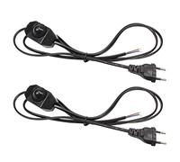 STBTEC - Cavo per Lampada con Interruttore Dimmer, Dimmerabile (Dimmer Rotante), Spina Europea di Tipo C, 1,8 m Cavo Elettrico di Alimentazione per Lampadine LED, Luci, Lampade da Terra, Nero, 2 Pezzi