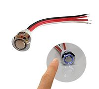 STBTECH Interruttore touch a LED da 12 V, 5 - 24 V DC, interruttore a sfioramento continuo per strisce LED, con luce di stand-by blu, per foro di montaggio da 17 mm, (filo di silicone, 1 pezzo)
