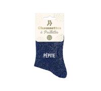 STC, Calze con paillettes corte - Pepita (taglia unica 36-42), blu, Taglia unica