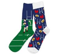 STC - Coppia di calzini in cotone Passione Rugby Uomo Multicolore One Size (39-45) 2 Count