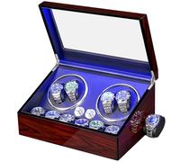 STCCNB Avvolgitore per orologi automatici 4+6 orologi rotatore e stoccaggio con motore super silenzioso retroilluminazione a LED pianoforte vernice orologio tornitore 4 modalità di rotazione