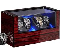 STCCNB Avvolgitore per orologi automatici, scatola carica orologi automatica con luce a LED, rotatore per 4 orologi e motore super silenzioso e 4 modalità di rotazione