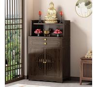 STCERY Altare Personale, Tavolo Da Meditazione Con Cassetto, Mobiletto Per Altare Buddista, Tavolo Per Offerte Cinesi Del Buddha, Per Casa, Tempio E Ufficio(Walnut 2)