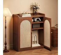 STCERY Contenitore Nascosto Per Router WiFi Con Ripiani Regolabili, Mobiletto A Pavimento Per Router, Organizer In Bambù E Rattan Per La Gestione Di Multiprese E Cavi(Brown,82cm/32.3in)