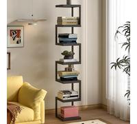 STCERY Libreria A Colonna Verticale, Moderna In Metallo A Torre, Scaffale Verticale A 5/6/7 Livelli, Aperto Design Da Terra, Per Camera Da Letto E Soggiorno(Black,142cm/55.9in)