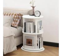 STCERY Libreria A Girevole A 360°, Libreria Verticale, Scaffale Portaoggetti In Legna Con Disco Rotante Inferiore, Organizer Multifunzionale Per Libreria, Per Camera(White,65cm/25.6in)
