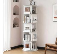 STCERY Libreria A Girevole A 360°, Libreria Verticale, Scaffale Portaoggetti In Legna Con Disco Rotante Inferiore, Organizer Multifunzionale Per Libreria, Per Camera(White,160cm/63in)