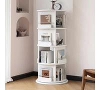 STCERY Libreria A Girevole A 360°, Libreria Verticale, Scaffale Portaoggetti In Legna Con Disco Rotante Inferiore, Organizer Multifunzionale Per Libreria, Per Camera(White,128cm/50.4in)