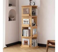 STCERY Libreria A Girevole A 360°, Libreria Verticale, Scaffale Portaoggetti In Legna Con Disco Rotante Inferiore, Organizer Multifunzionale Per Libreria, Per Camera(Beige,128cm/50.4in)