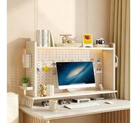 STCERY Libreria Da Scrivania Per Computer, Scaffale A Più Livelli, Organizer Da Scrivania In Metallo Con Pannello Forato Per Dormitori, Studi, Uffici, Banchi Da Lavoro(White,80 * 67cm/31.5 * 26.4in)