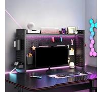 STCERY Libreria Da Scrivania Per Computer, Scaffale A Più Livelli, Organizer Da Scrivania In Metallo Con Pannello Forato Per Dormitori, Studi, Uffici, Banchi Da Lavoro(Black,71 * 58.5cm/27.9 * 23in)