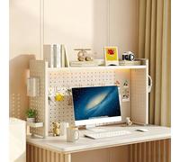 STCERY Libreria Da Scrivania Per Computer, Scaffale A Più Livelli, Organizer Da Scrivania In Metallo Con Pannello Forato Per Dormitori, Studi, Uffici, Banchi Da Lavoro(White,91 * 58.5cm/35.8 * 23in)