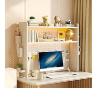 STCERY Libreria Da Scrivania Per Computer, Scaffale A Più Livelli, Organizer Da Scrivania In Metallo Con Pannello Forato Per Dormitori, Studi, Uffici, Banchi Da Lavoro(White,71 * 85cm/27.9 * 33.5in)