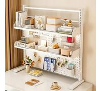 STCERY Libreria Da Scrivania Regolabile, Organizer Da Tavolo Con Pannello Forato, Espositore Con Struttura In Metallo, Solido E Robusto, Ampia Versatilità D'uso(White,99 * 78cm/39 * 30.7in)