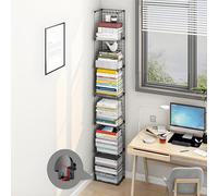 STCERY Libreria Moderna In Metallo, Verticale A Torre Per Libri Da Pavimento A 5/6 Livelli, Organizer Impilabile A Strati, Per La Decorazione Di Casa E Ufficio(Black,182cm/71.6in)