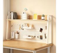 STCERY Organizzatore Da Scrivania Con Ripiani E Espositore, Alzata Da Tavolo Con Pannello Forato, 2 Livelli Con Altezza Regolabile, Struttura Trapezoidale, Salvaspazio(Wood,140 * 66cm/55.1 * 26in)