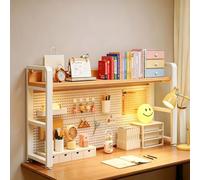 STCERY Organizzatore Da Scrivania, Libreria A Ripiani Con Pannello Forato, Espositore Da Banco, Struttura In Metallo E Pannelli Ecologici, Ampia Versatilità D'uso(White,75 * 69cm/29.5 * 27.2inm)