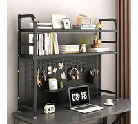 STCERY Organizzatore Da Scrivania, Libreria A Ripiani In Ferro, Scaffale Portaoggetti Da Scrivania Autoportante, Adatto A Diversi Scenari(Black,55 * 98cm/21.6 * 38.6in)