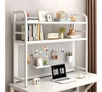 STCERY Organizzatore Da Scrivania, Libreria A Ripiani In Ferro, Scaffale Portaoggetti Da Scrivania Autoportante, Adatto A Diversi Scenari(White,115 * 98cm/45.3 * 38.6in)