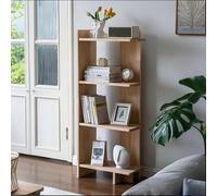 STCERY Scaffale Angolare A 4 Ripiani, Libreria Angolare Con Telaio In Legna, Libreria Moderno Da Pavimento, Scaffale Alto Per Soggiorno, Camera Da Letto(Beige)