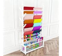 STCERY Supporto Per Campioni Di Tessuto, Espositore Per Carta Da Parati Da Terra, Con Asta Di Sospensione Rimovibile, Per Negozi Di Artigianato, Casa, Studio(White,70cm/27.5in)