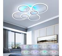 STCH Plafoniera Led Soffitto, Lampada da Soffitto 80W Rond, Lampadario Soggiorno Moderno per Camera da Letto Corridoio Balcone Cucina Ristorante, Funzione di Memoria, Dimmerabile, 3000K~6500K