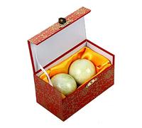 STCREE 3,5 cm palle da ginnastica in marmo terra cinese Baoding palle verde chiaro massaggio stress salute meditazione palle per terapia delle mani senza campanelli TQGJST18