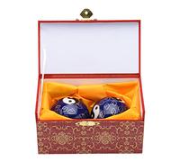 STCREE 5 centimetri cinese Baoding palle di massaggio esercizio di salute palle per la terapia delle mani Taichi Bule palle con scatola genitori regalo di compleanno TQGJST131