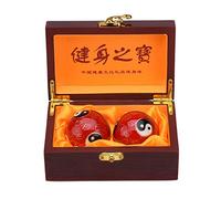 STCREE 5 centimetri cinese Baoding palle di massaggio esercizio di salute palle per la terapia delle mani taichi palle rosse con scatola genitori regalo di compleanno TQGJST133