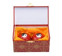 STCREE 5 centimetri cinese Baoding palle di massaggio esercizio di salute palle per la terapia delle mani taichi palle rosse con scatola genitori regalo di compleanno TQGJST134