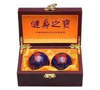 STCREE 5 cm cinese Baoding Balls Salute Esercizio Massaggio palle per la terapia della mano Felicità & Longevità Blu Balls con scatola regalo di compleanno dei genitori TQGJST137
